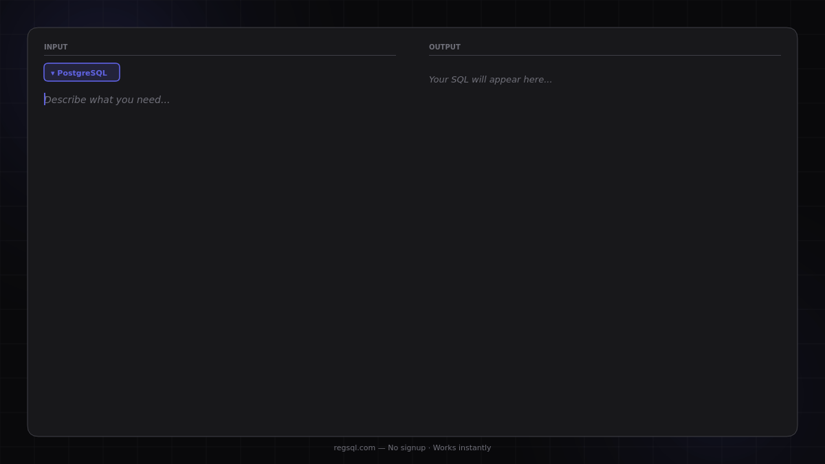 RegSQL SQL Generator Demo
